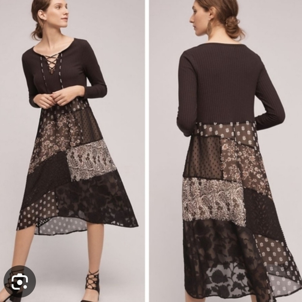 Elegant Black Patchwork Dress - image 1